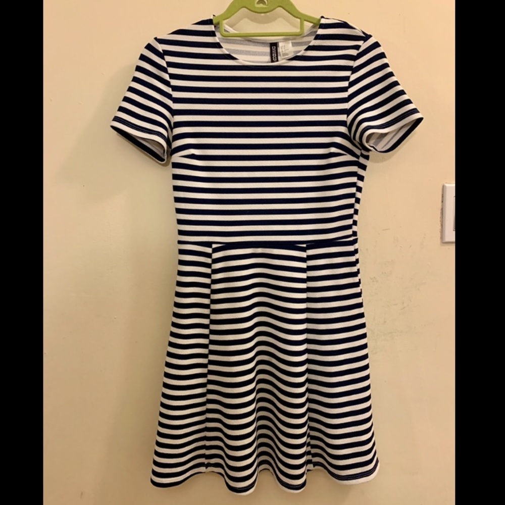 Like-new navy and white striped mini dress